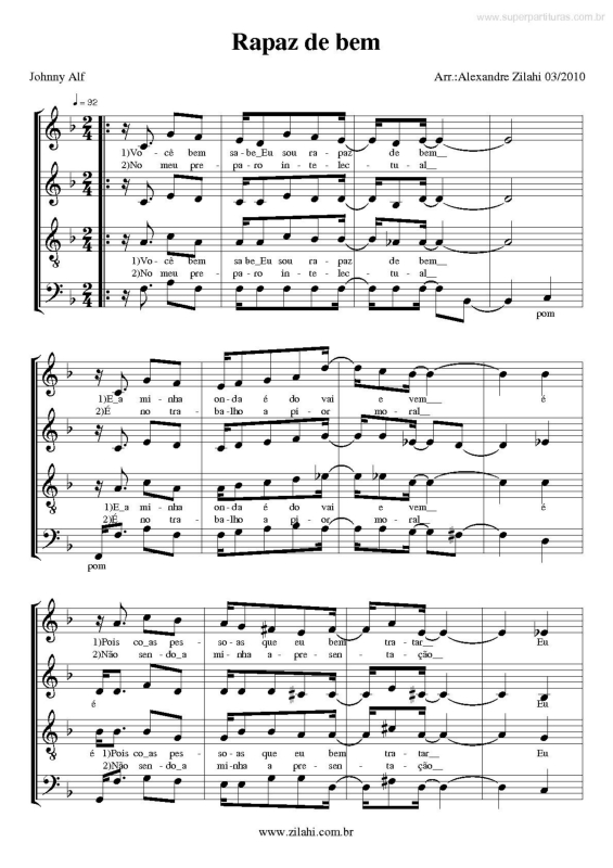 Partitura da música Rapaz de Bem