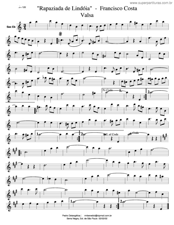 Partitura da música Rapaziada De Lindóia