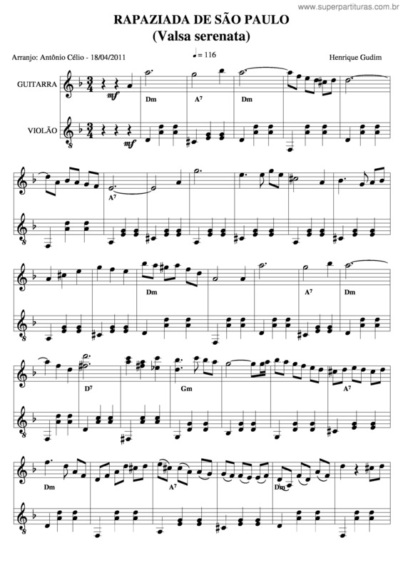 Partitura da música Rapaziada De São Paulo v.2