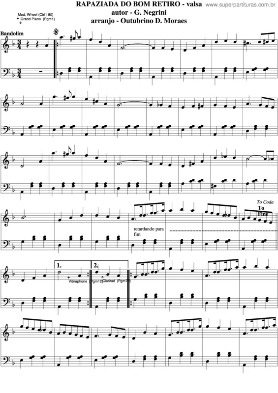 Partitura da música Rapaziada Do Bom Retiro v.4