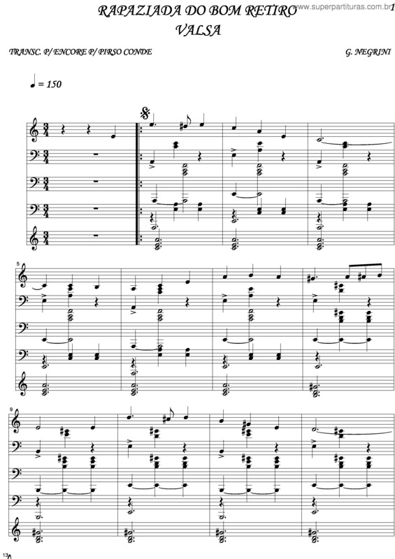 Partitura da música Rapaziada Do Bom Retiro