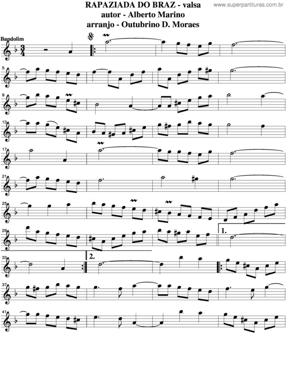 Partitura da música Rapaziada Do Braz v.2