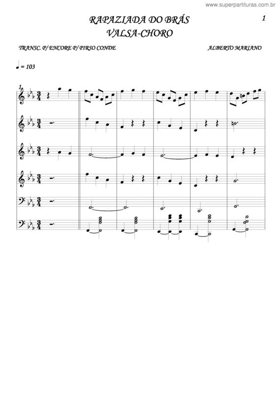 Partitura da música Rapaziada Do Braz v.3