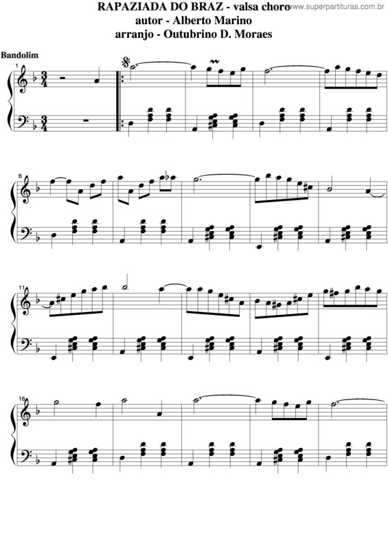 Partitura da música Rapaziada Do Braz v.6