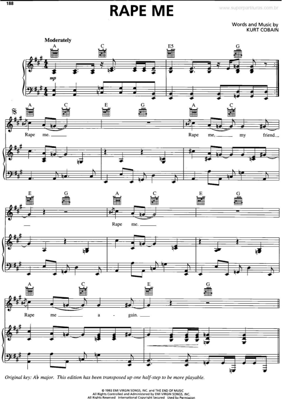 Partitura da música Rape Me