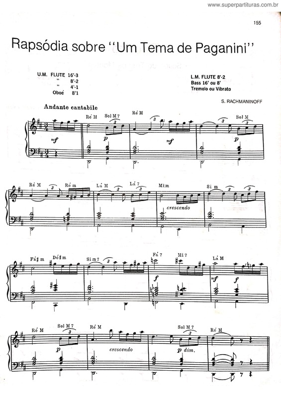 Partitura da música Rapsódia Sobre Um Tema De Paganini v.2