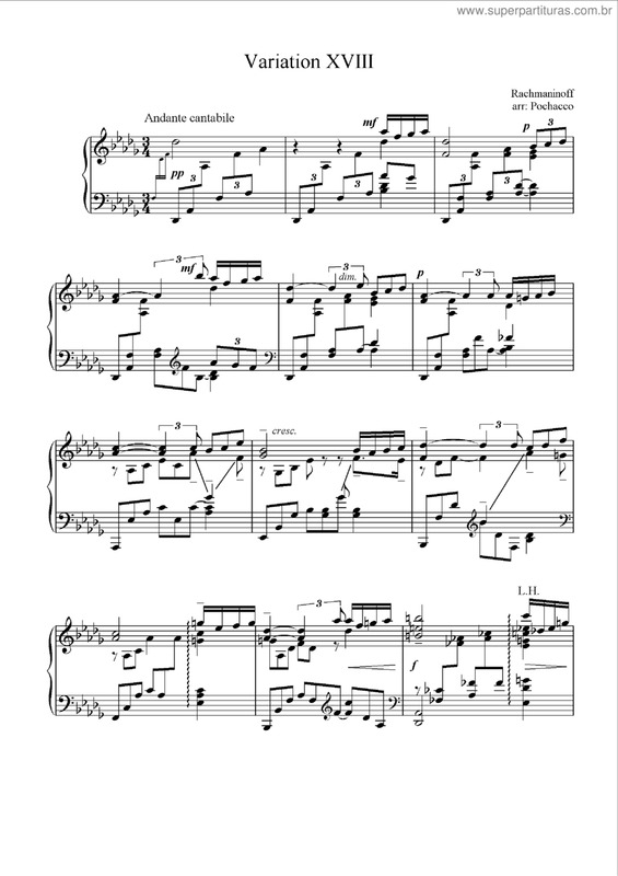 Partitura da música Rapsódia Sobre Um Tema De Paganini v.3