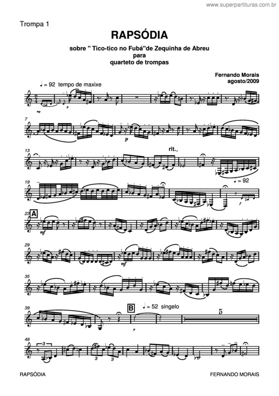 Partitura da música Rapsódia v.2