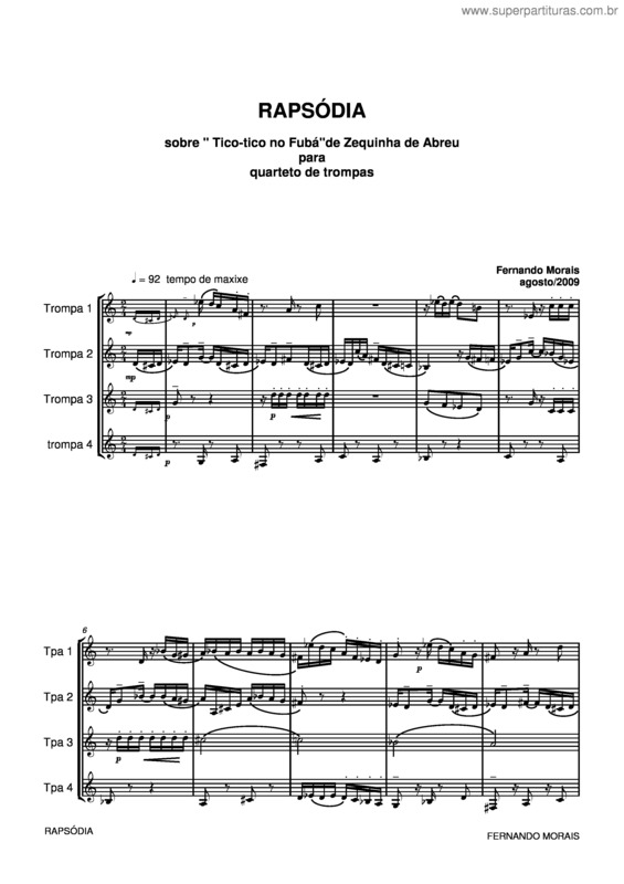 Partitura da música Rapsódia