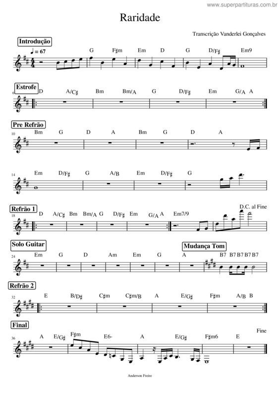 Partitura da música Raridade v.15