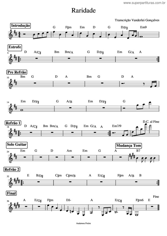 Partitura da música Raridade v.18