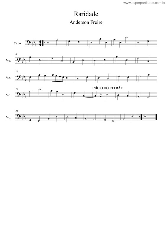 Partitura da música Raridade v.2