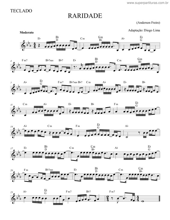 Partitura da música Raridade v.3