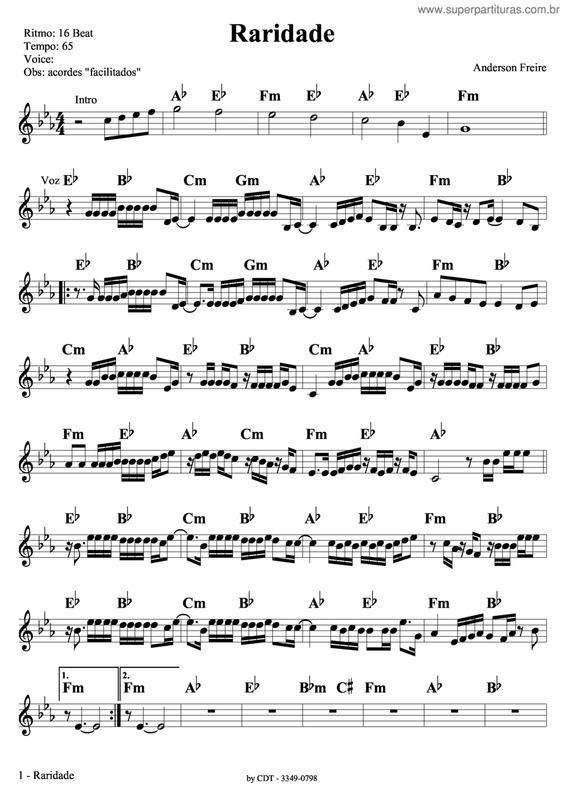 Partitura da música Raridade v.4