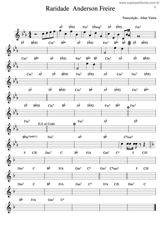 Partitura da música Raridade