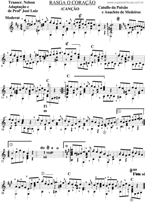 Partitura da música Rasga O Coração