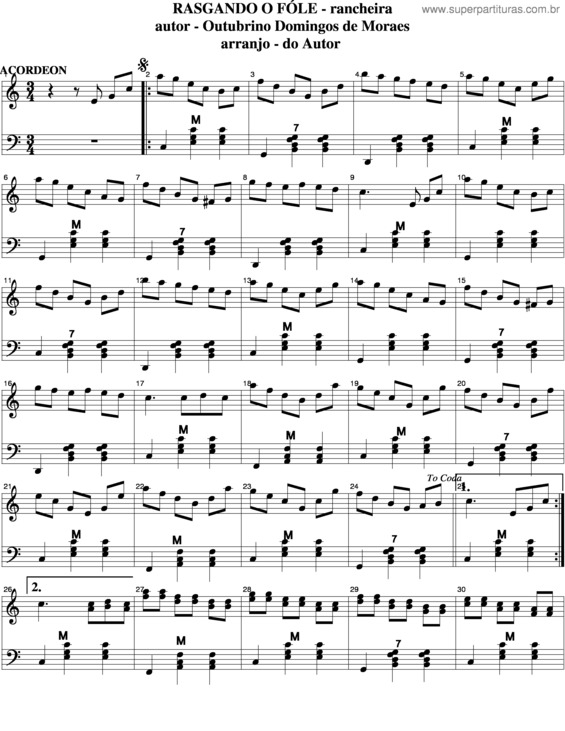 Partitura da música Rasgando O Fole v.2