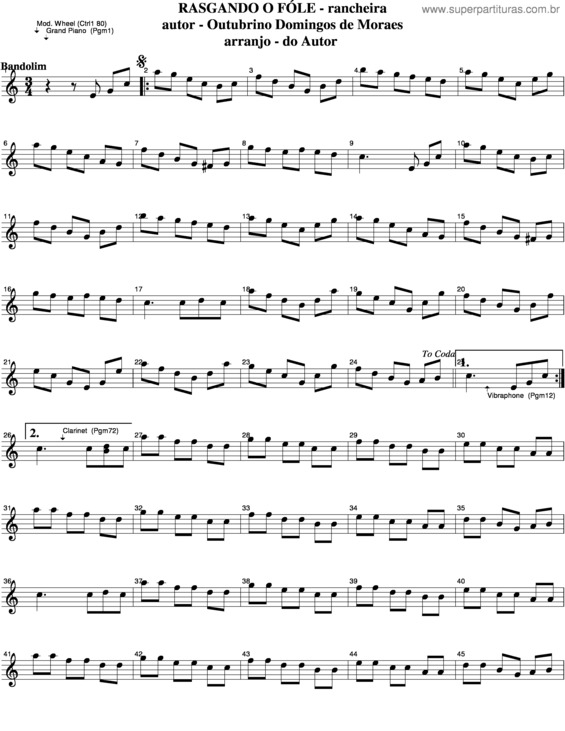 Partitura da música Rasgando O Fole v.3