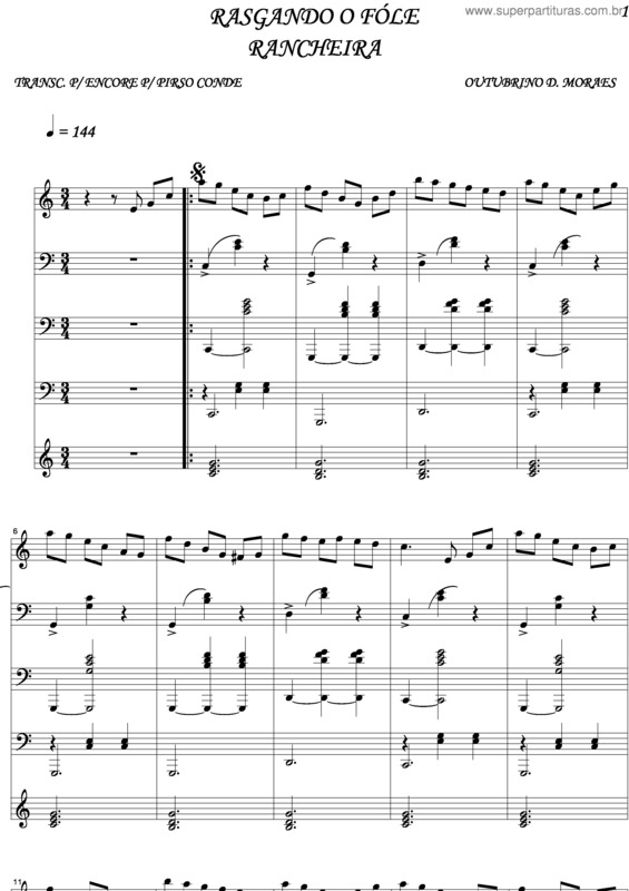 Partitura da música Rasgando O Fole