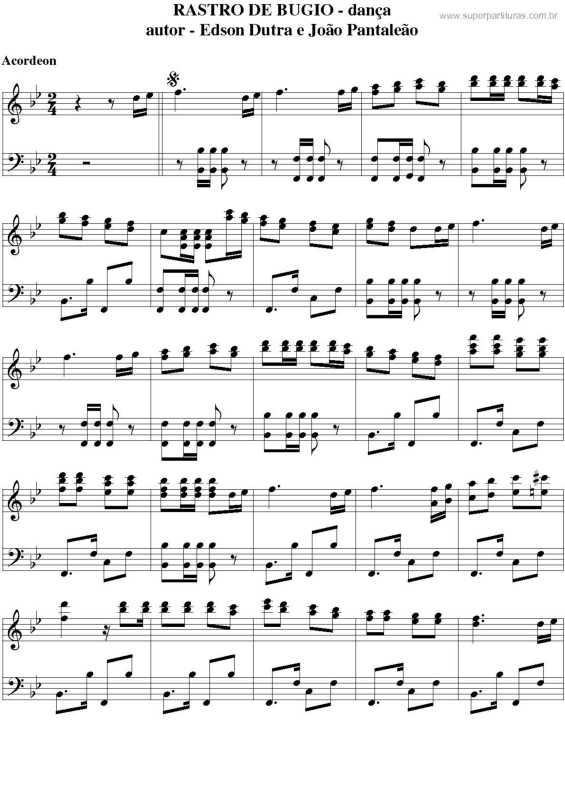 Partitura da música Rastro De Bugio