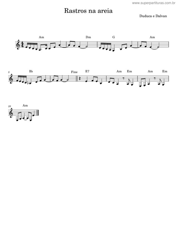 Partitura da música Rastros Na Areia