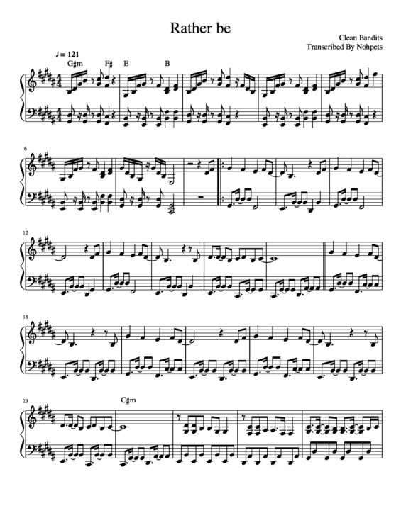 Partitura da música Rather Be