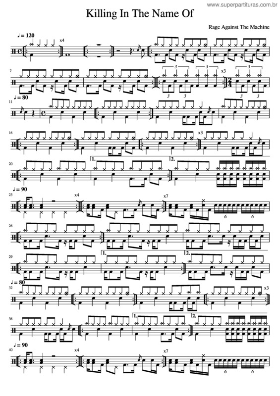 Partitura da música Ratm Killing In The Name Of