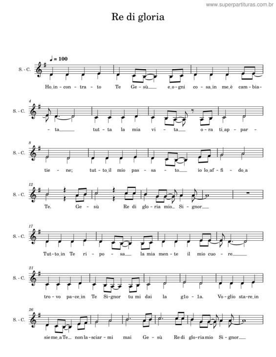 Partitura da música Re Di Gloria