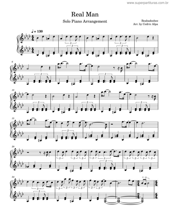 Partitura da música Real Man – Beabadoobee