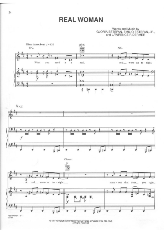 Partitura da música Real Woman