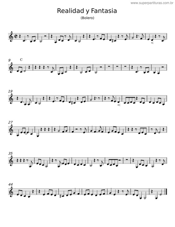 Partitura da música Realidad Y Fantasia