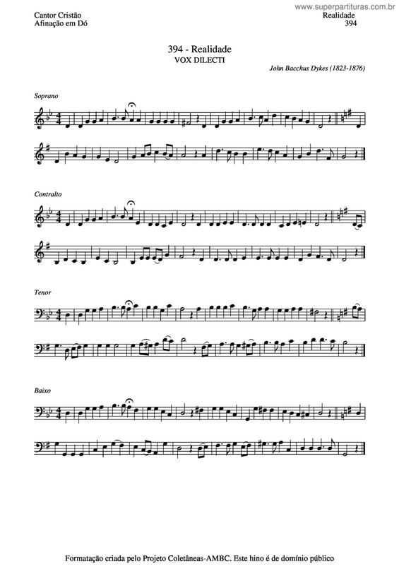 Partitura da música Realidade v.2