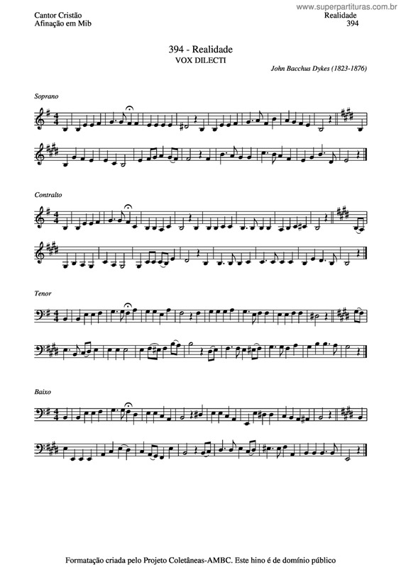 Partitura da música Realidade v.4