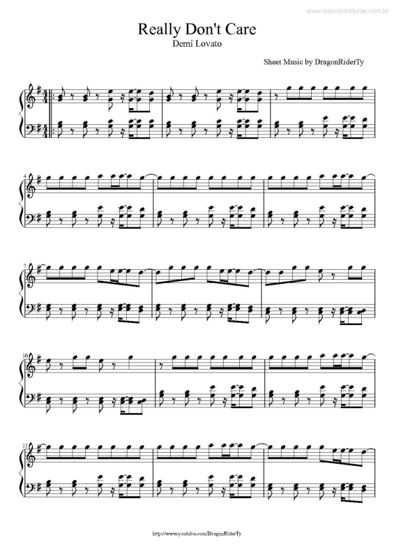 Partitura da música Really Don`t Care