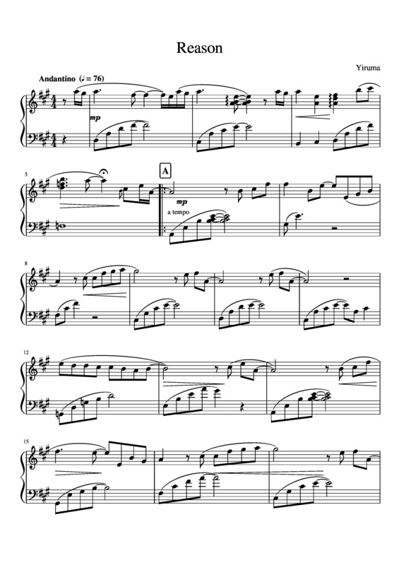 Partitura da música Reason