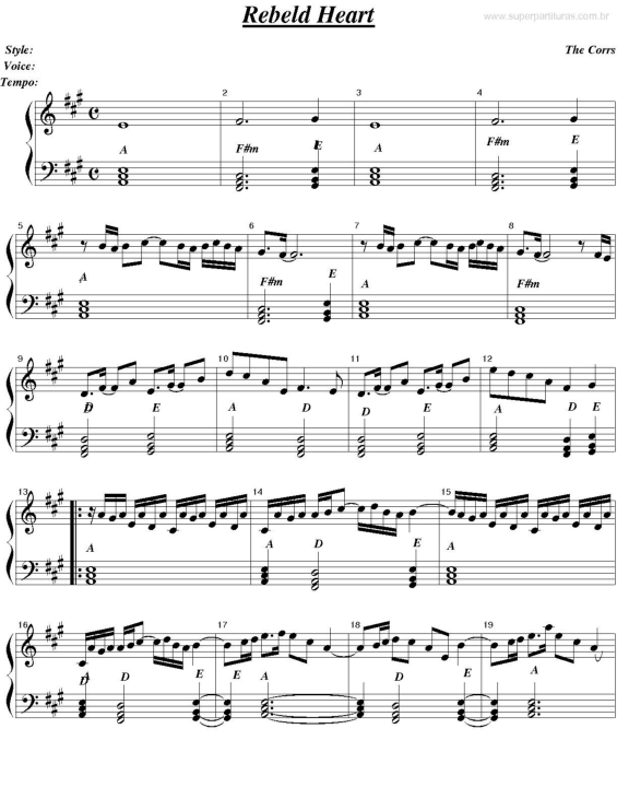 Partitura da música Rebeld Heart