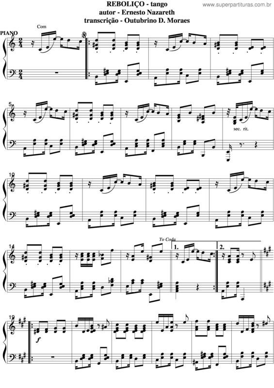 Partitura da música Reboliço