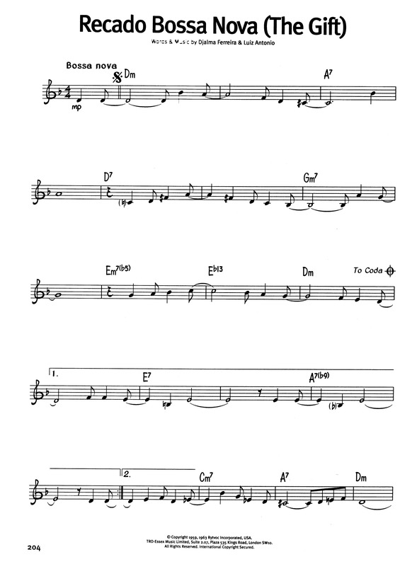 Partitura da música Recado Bossa Nova (The Gift) v.2