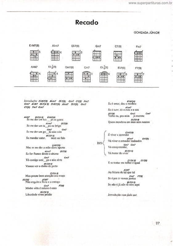 Partitura da música Recado v.2