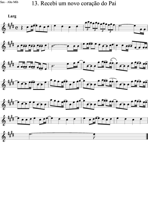 Partitura da música Recebi Um Novo Coração do Pai v.3