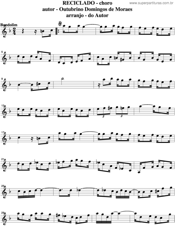 Partitura da música Reciclado