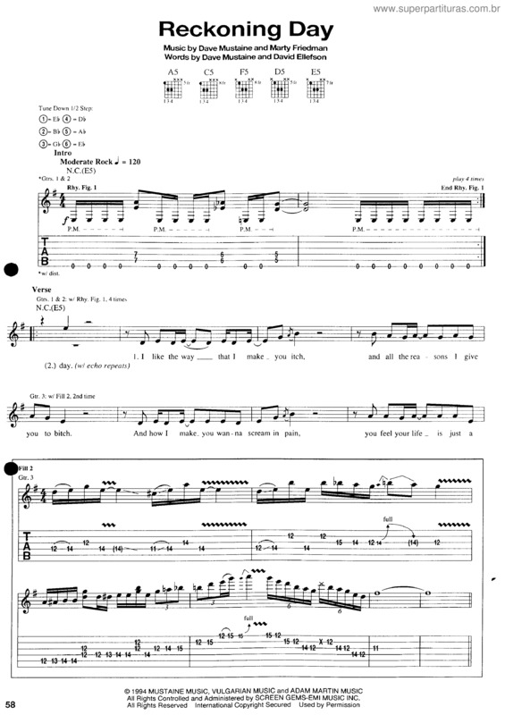 Partitura da música Reckoning Day