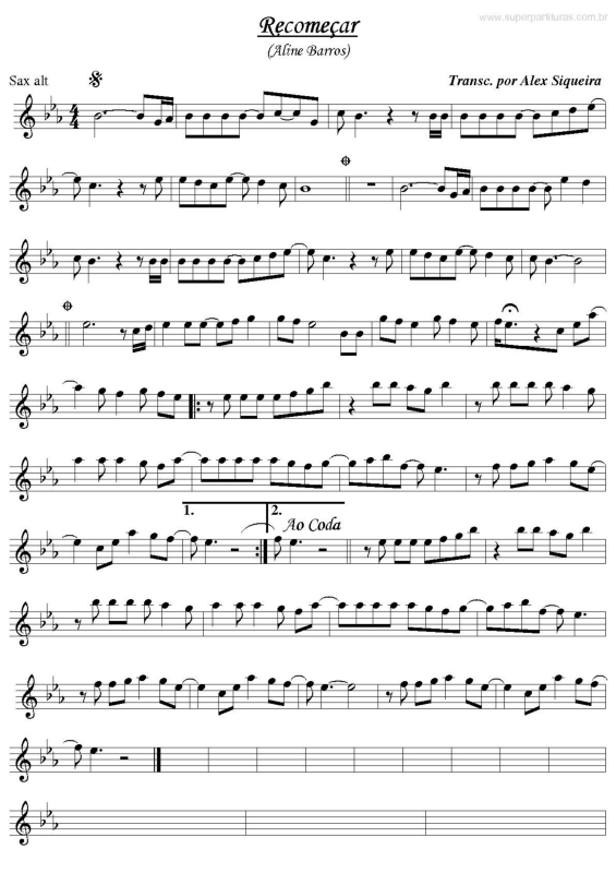 Partitura da música Recomeçar v.2