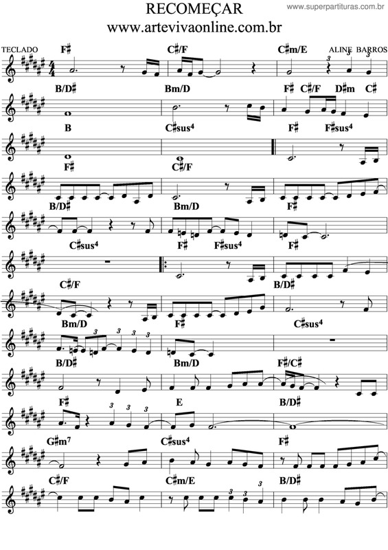 Partitura da música Recomeçar v.3