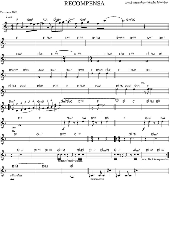 Partitura da música Recompensa v.2