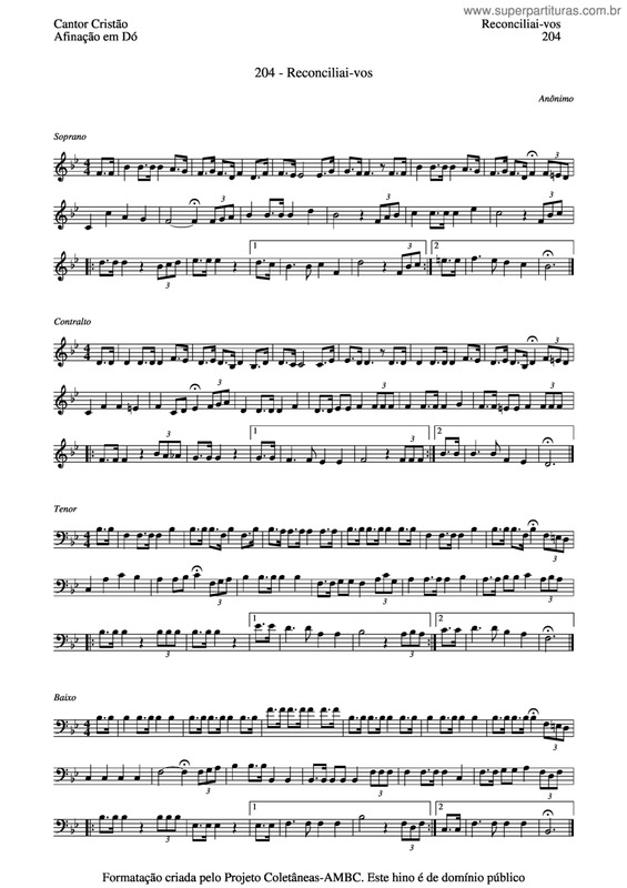 Partitura da música Reconcilai-Vos