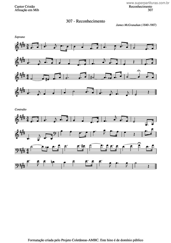 Partitura da música Reconhecimento v.8