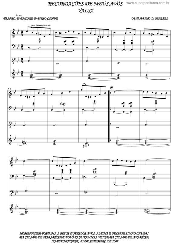 Partitura da música Recordacão De Meus Avós