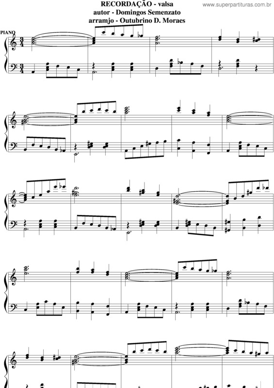 Partitura da música Recordação v.13