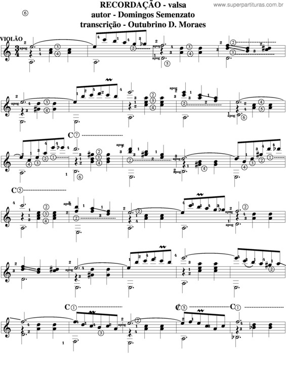 Partitura da música Recordação v.3